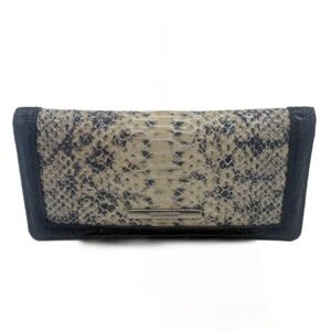 New Brahmin Navy Blue Snakeskin Embossed Leather Wallet Clutch